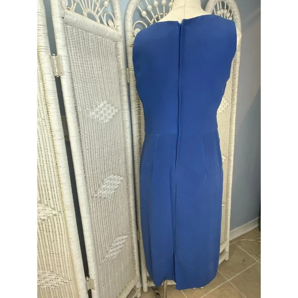 100% Silk Crinkle Dress Periwinkle Blue‎ Vintage M Kashka's of Milwaukee